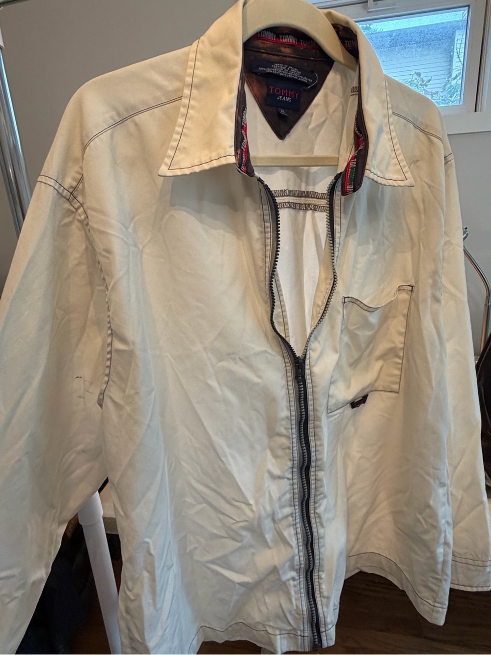 Tommy Hilfiger Men's Light Cream Zip Shirt Jacket